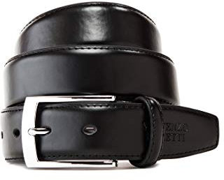 Vincenzo Boretti Herren-Gürtel mit silberfarbener Dornschließe, matt-glänzendes Leder, 35 mm Breite schwarz 95 cm