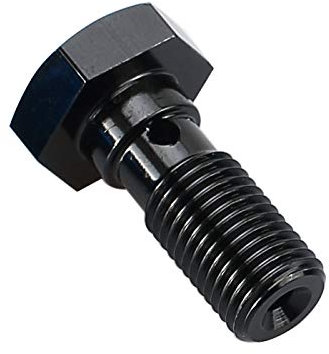 Aluminum Single Eye Banjo Bolt M10 x 1.25 Thread Length 20MM Fuel Oil Pump Bolt with M10 Washers for banjo fitting, Black