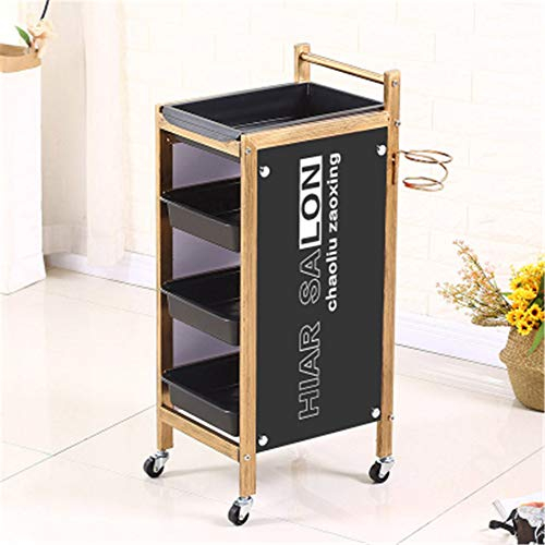 4/5 Tiers Retro Salonwagen Barbier Friseurwagen, Golden Rahmen Schönheit Bilden Lager Tablett mit Schubladen, Multifunktional Haar Färbung Rollwagen mit Räder,C,4T