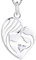 YL Mutter und Tochter Kette 925 Sterling Silber April Geburtsstein Weiß Zirkonia Herz Anhänger Halskette Geschenke für Mama Damen, 45-48 CM