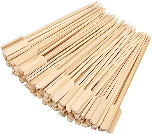 MAQA 100 pz Stecchini per spiedini bamboo biodegradabili sterilizzati, spiedini legno con bandiera per aperitivo 15 cm