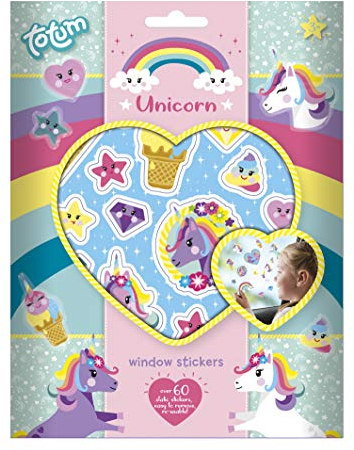 Totum 71568 Einhorn Fenstersticker: Wiederverwendbare Unicorn Sticker für Fenster und Spiegel, Geschenk für Kinder, H: 21,00 cm L: 16,00 cm B: 0,50 cm