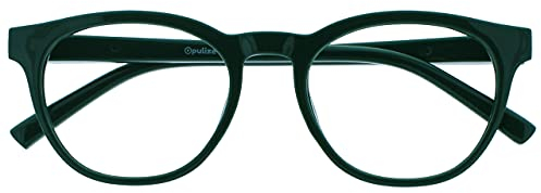 OPULIZE Blu-Lesebrille Blaulichtfilter Cool Rund Rahmen Federscharniere Verbessern Den Schlaf Computer Gaming Entspiegelt Grün Herren Damen B5-6 +2.00