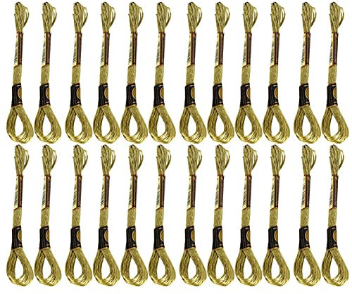 Matassine a punto croce, filo di cotone 24 pezzi filo da ricamo fatto a mano in oro chiaro, per cucire fiori animali frutti