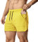 EVERWORTH Solide Herren-Shorts für Fitnessstudio, Workout, Bodybuilding, Laufen, Training, Joggen, kurze Hose mit Reißverschlusstasche, 3 Farben, Gelbe normale Taschen, Klein