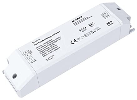 LEDLUX Trasformatore Dimmerabile, 12V 40W, Alimentatore CV, Triac ELV Pulsante N.O. (Push Dimmer), Varialuce Su 220V, Per Striscia Led 12V