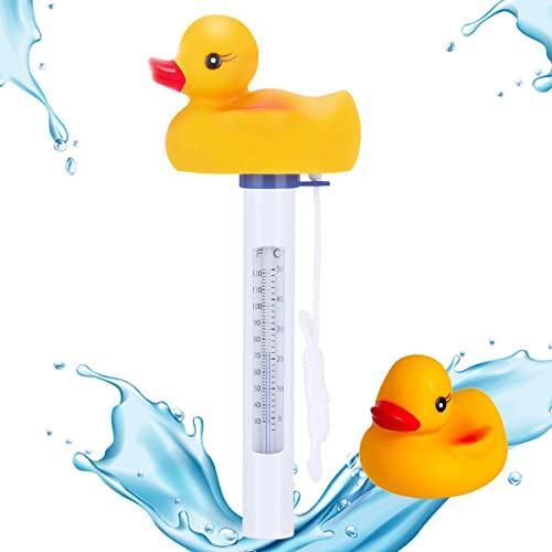Thermometre Piscine, 1 Thermomètre Flottante thème CANARD avec ficelle – Résistent aux chocs et à l’eau -Pour piscine intérieure et extérieure, spa, basin (Canard)