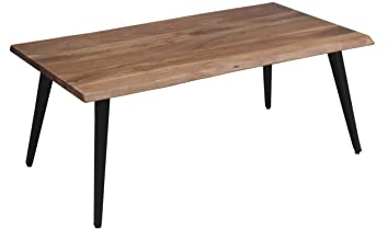 byLIVING Couchtisch Caddy/Beistelltisch Massivholz Akazie Natur/Füße Metall schwarz/Sofatisch mit Baumkante/B 110, H 45, T 60 cm