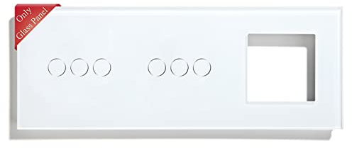BSEED Marco panel de marco de vidrio para interruptor de luz y enchufe,panel de vidrio para interruptor de luz de pared y enchufe 3 Gang+3 Gang +marcos Blanco 228 mm