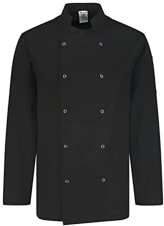 PALLTEX Nozomi LS Veste De Cuisine Unisexe pour Homme et Femme | Vêtement De Chef Professionnel | Uniforme À Manches Longues, Noir, M