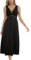 Alcea Rosea Femme Satin Nuit Longue Dentelle Nuisettes Sexy Négligé sans Manches Elégant S-XXXL (Noir, L)