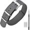 ANNEFIT Nylon Uhrenarmbänder 22mm mit Edelstahl Metall Schließe, Sport Atmungsaktive Ersatzarmband (Grau)