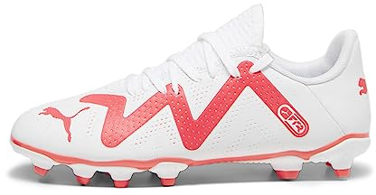 PUMA Future Play FG/AG JR Soccer Shoe, White-FIRE Orchid, 2.5 UK