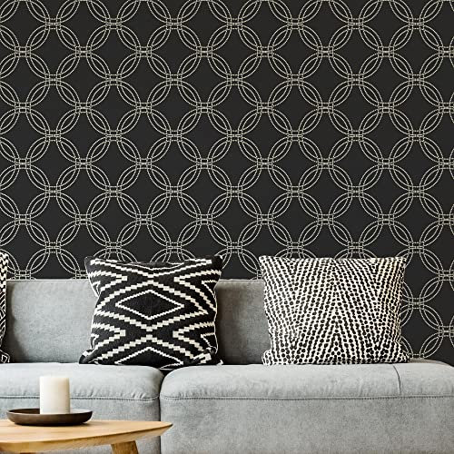 Superfresco Easy Serpentine Geometric Black Wallpaper | Paste The Wall | Black Geometric| Eco-Friendly
