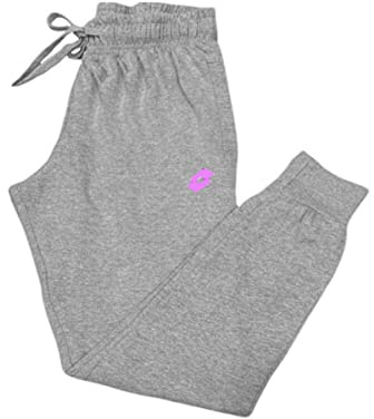 LOTTO Pantalone Tuta Donna LA1012 Felpa,con Polsino al Fondo e Tasche Laterali. Grigio M