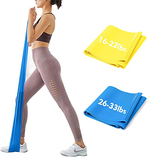 iMoebel Fitness Band 2er-Set Gymnastikband Fitnessbänder, 2 STÄRKEN 8-10kg/12-15kg Premium Extra Lang 1,8/2 Meter Übungsband widerstandsbänder für Yoga, Pilates, Crossfit, Rehabilitation