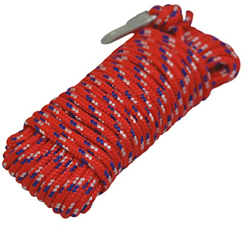 Amtech - Braided Rope for Hiking, Camping, Fishing, and More Outdoor Activities, with Steel Carabiners to Support Loads up to 200kg, Durable and Long Lasting, Suitable for Pets (15m)