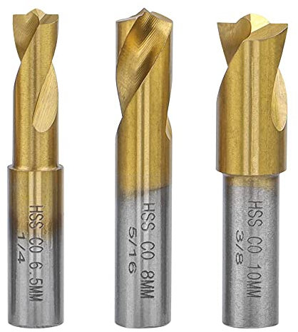 Gasea 3pcs Spot Weld Drill Bits Set HSS Titanium Coated CO Cobalt Spot Weld Cutter Remover Tool 6.5mm 8mm 10mm