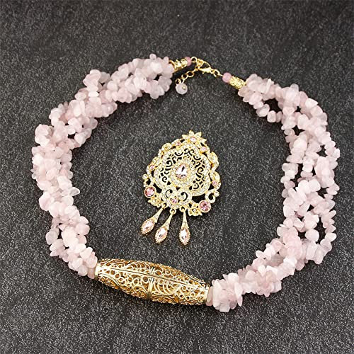 Cintura in metallo multistrato girocollo Neckalce Caftan spilla rosa pietra marocco gioielli sposa sposa