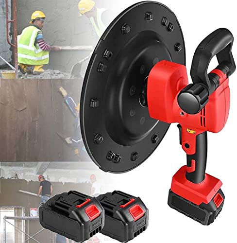 DPDZSW Ponceuse Murale électrique 1680W, Polisseuse, Truelle à Béton, Machine à Plâtrer Les Murs De Surface en Ciment, Ponceuse à Plaque De Plâtre pour Plafond,2X2500MAH