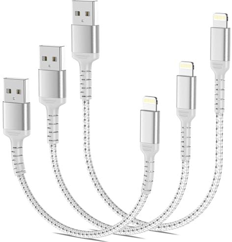 ADILIFT Short Lightning Cable [20/30/ 50CM, 3Pack], Multi Length iPhone Cord Nylon USB A to Lightning Cable iPhone Fast Charger Lead Compatibel for iPhone 14 13 12 11 Pro Max XS XR X 8 7 iPad