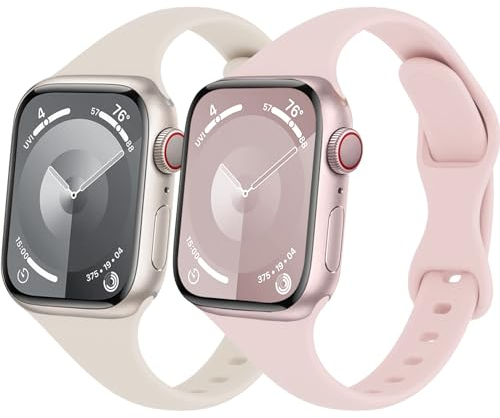 Schlank Sportarmband für Apple Watch Armband 44mm 45mm Ultra/2 49mm 40mm 41mm iWatch Armbänder 38mm 42mm 46mm Herren/Damen,Dünn Weich Silikon Band für Apfelband Series 10 9 8 7 6 5 4 3 2 Se 2nd
