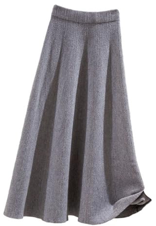 SUIUOI Jupes longues en velours côtelé, trapèze, pour femme, plissées en tartan, pour l'hiver et l'automne, midi, élastiques, vintage, élégantes, pliées, décontractées, 2# Gris, Taille Unique