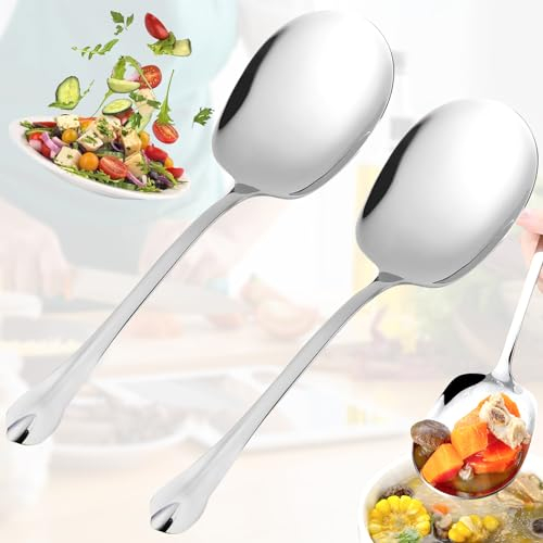 Oneroomone Cuchara Grande De Acero Inoxidable, Cuchara Grande Para Ensalada, Cuchara De Buffet, Apto Para Cucharas Públicas, Buffets, Cucharas De Servicio De Hotel