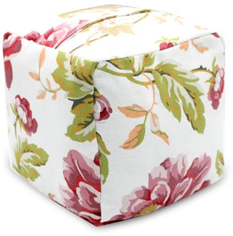 CERAYOU Decorative Weighted Door Stopper, Fabric Door Stop with Handle, Square Cube Heavy Duty Door Floor Stop Wall Protectors for Home Office Bedroom Living Room Exterior Doors, Red Rose2