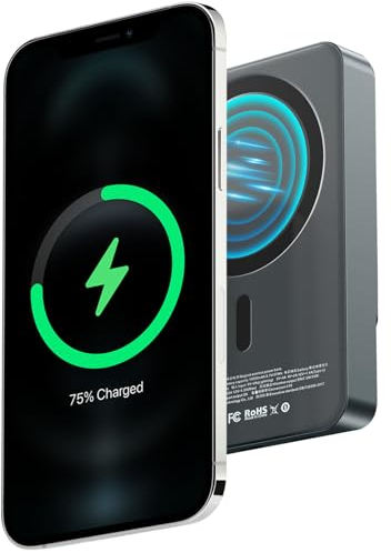 LoQuick Caricabatterie Portatile Magnetico Wireless 10000mah,Energia Mobile Magnetica per Display Led,15W Mag-Safe Power Bank Carica Rapida,Con Cavo USB/USB-C per IPhone 15/14/13/12/Mini/Pro/Pro Max