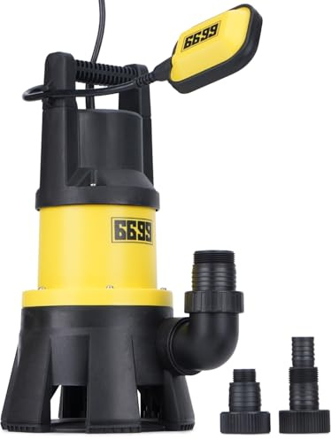 6699 Submersible Pump with Float Switch, 6000 GPH, 1.5HP Sewage Pump with 16ft Power Cord for Pool Drainage, Flooded House, Swamp Pit, Pond Water Removal
