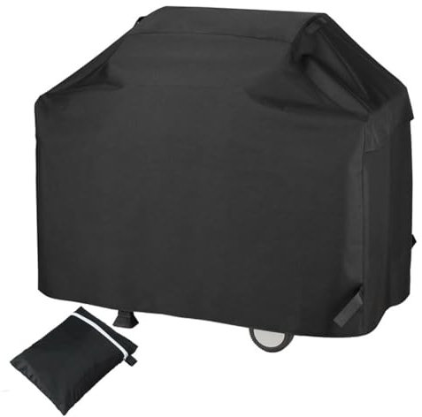 LATRAT Grillabdeckung, Schutzhülle für den Außenbereich, robuste Abdeckplane aus 210D Oxford, Schutz für Gasgrill, wasserdicht, UV-Schutz, winddicht, staubdicht (145 x 61 x 117 cm, schwarz)