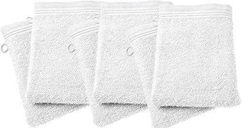 UNIVERSDECOR Lot de 2 ou 6 Gants de Toilette Spa 15 x 21 cm / 400 GR/m² (6, Neige)
