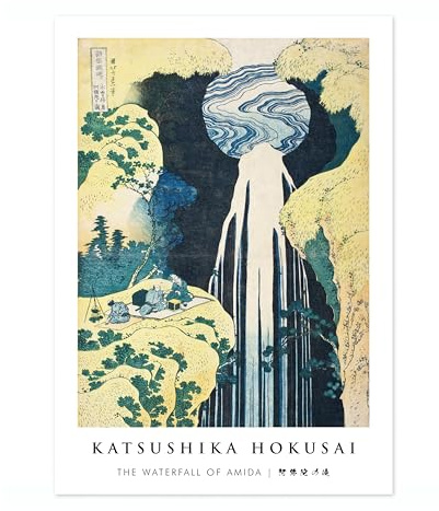 Animato Poster The Waterfall Of Amida, Katsushika Hokusai, japanischer Holzblock, Ukiyo-E, Vintage-Kunstbild, Gemälde, Wandkunst, Ausstellung, archivarisch, matt, A3 (nur Druck), 42 x 29,7 cm