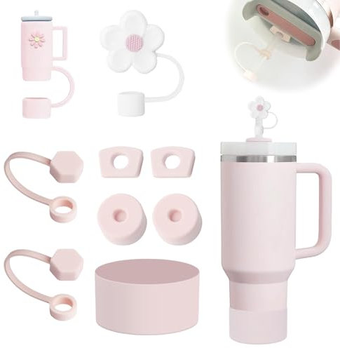 AstraGlam Juego de accesorios para vasos: compatible con vaso Stanley, incluye pajita y tapa, perfecto para Stanley Cup 40 oz accesorios de taza de viaje