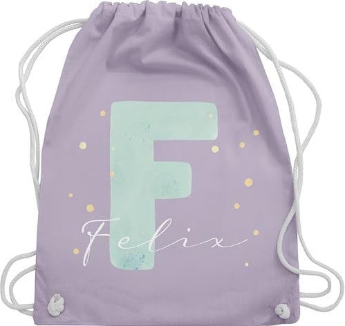 Turnbeutel Rucksack - Personalisierbares Design mit Anfangsbuchstabe und Namen | Geschenkidee mit Initialen | Kombiniere Initialbuchstabe und Namen individuell - Unisize - Pastell Lila
