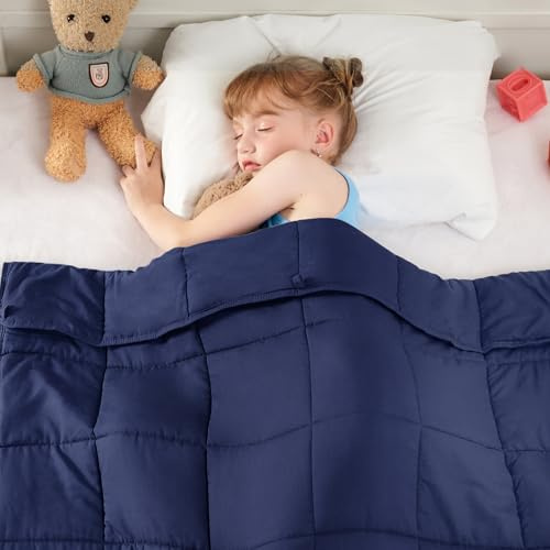 yescool Navy Weighted Blanket 7 Pounds Cooling Weighted Lap Blanket, Heavy Blanket for Sleeping, Weighted Throw Blanket Gift for 60-80lbs, 40x60