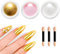 Chrome Nail Powder BISHENGYF -【Fairy Metallic Mirror Effect】Pink White Gold Nail Chrome Powders High Gloss Glassy Pearl Nail Powder Powder Pigment for Nail Art Design Decoration