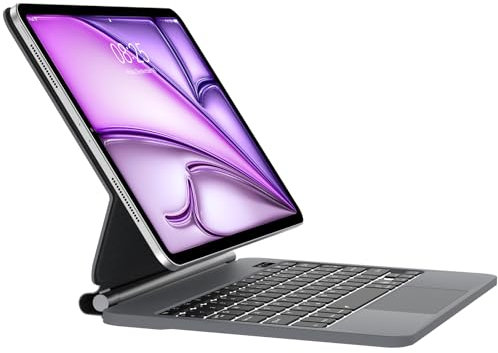 JADEMALL Magic Keyboard iPad Air 13 M2 2024 - Freischwebendes Stand Design, Beleuchtete Magische Tastatur mit Shortcut Tasten & Trackpad für iPad Air 13 M2 2024