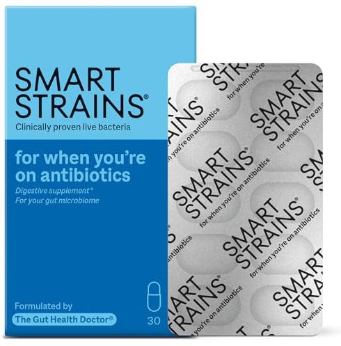 SMART STRAINS for Antibiotics & Traveller's Tummy – Proven Live Bacteria – Formulated by The Gut Health Doctor | 10 Billion LGG World’s Most Studied Bacterial Cultures | 30 Oral Probiotics