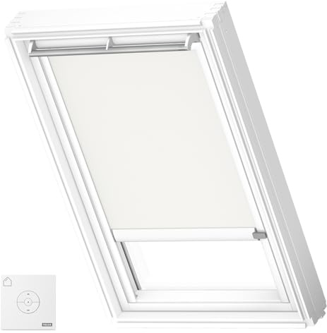 VELUX Original Solar Powered Blackout Roller Blind (DSL), White Frame, MK04, White