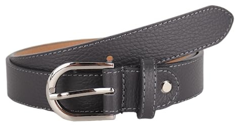 MIRROSI Ledergürtel Damen Herren Gürtel, Made in Italy, 3cm breit (Dunkelgrau (Silberne Schnalle), 100cm)