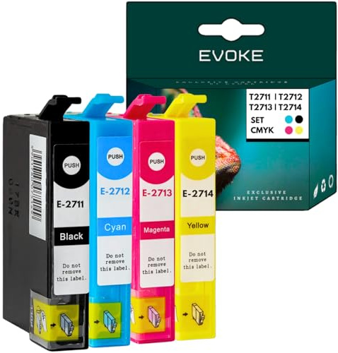 EVOKE T2711 - T2714 Patronen Set kompatibel zu Epson WF3620 WF-3640 WF7110 WF-7715 WF-7720 (CMYK Set) 6910 Seiten 80ml