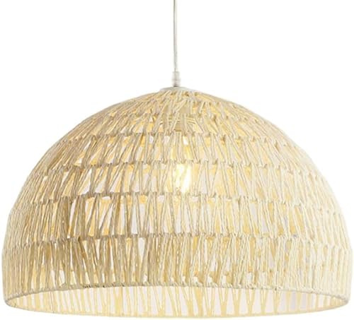 Paralumi in corda di canapa bianca, lampade a sospensione cave, lampadari a cupola in cestino intrecciato fatti a mano e fai da te, lampadari decorativi for fattoria,Plafoniera Lampadario Da Soffitto