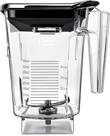 Four-Sided Replacement Jar Compatible with Blendtec Wildside+ Blender 36 oz | Container with Lid & Blade Assembly for Classic 570 575/Designer 625 650 725/Professional 750 800/Commercial 825 885 Series