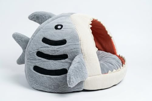 Lupo & Felix Katzenhöhle für Katzen und kleine Hunde, Kuscheliges Iglu Katzenhaus für drinnen, Weiches Katzenbett mit waschbarem Kissen, Anti-Stress Rückzugsort - Grau