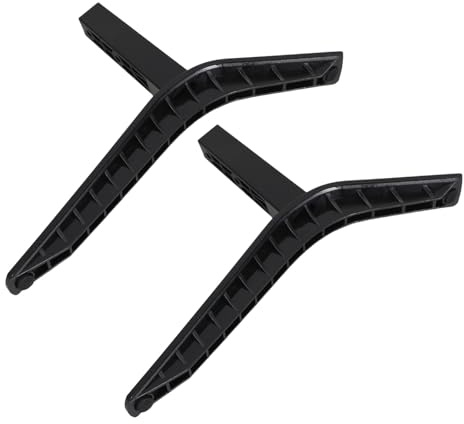 Housoutil 2 Piezas Soporte Mesa TV Negro de Plástico Resistente con Instalación Rápida para Televisores de 32 a 58 Pulgadas Adecuado para Dormitorios y Espacios Compactos