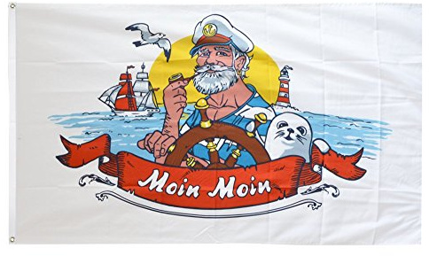 Flaggenfritze Fahne/Flagge Moin Moin Kapitän + gratis Sticker
