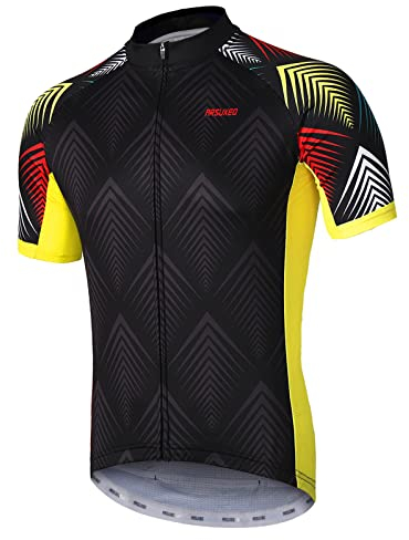 ARSUXEO Mens Cycling Jersey Short Sleeves Mountain Bike Jersey Bright Bike T-Shirt Breathable Cycle Top ZY850 L