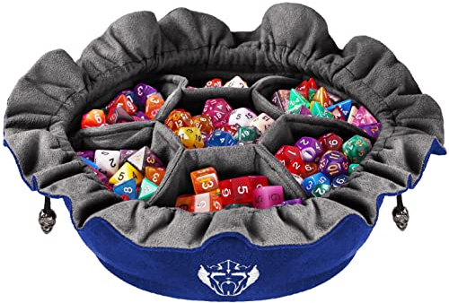 CardKingPro Immense Würfelbeutel mit Taschen – Blau – Kapazität 150+ Würfel – Großartiger Organizer für Würfelsammler, Perfekt für Dungeons and Dragons [Patentiertes Design]